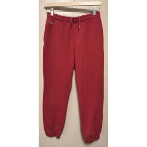Lacoste Sport‎ Jogger Pants Mens Boys' 16 Sweatpants Drawstring Cuff Pockets Red